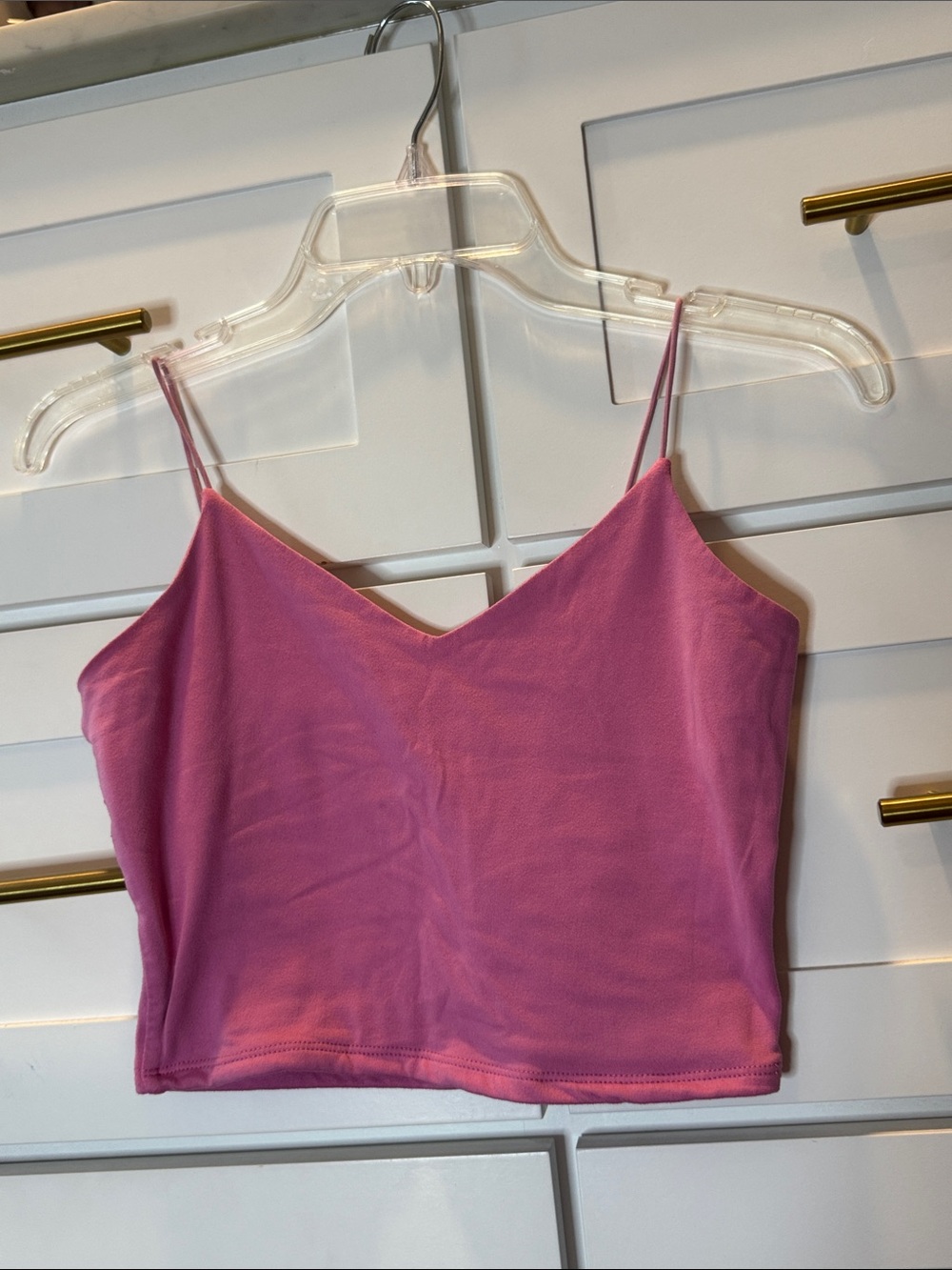 Women's Pink V-Neck Camisole Crop Top